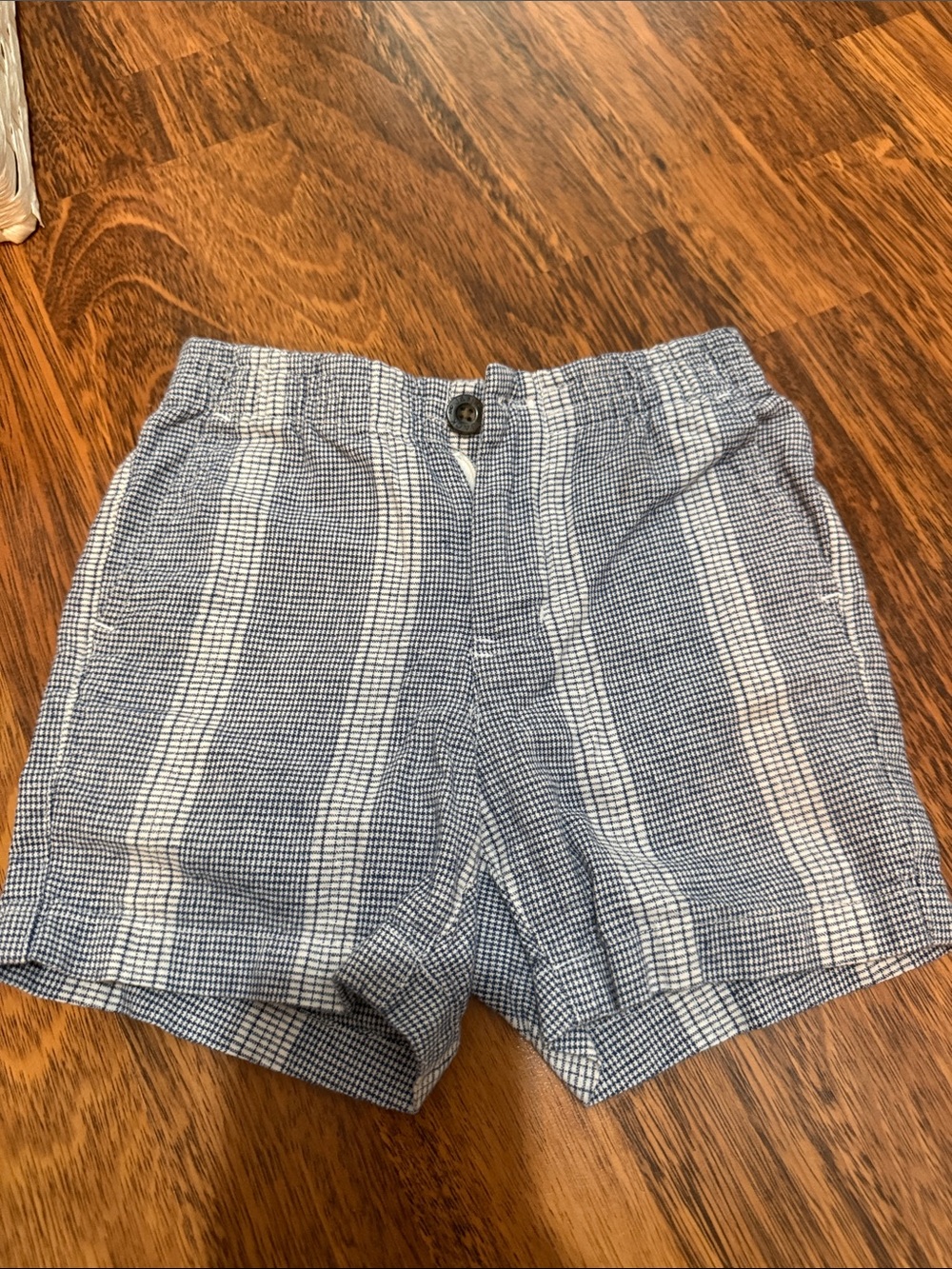 Janie and Jack Blue and White Striped Cotton Shorts